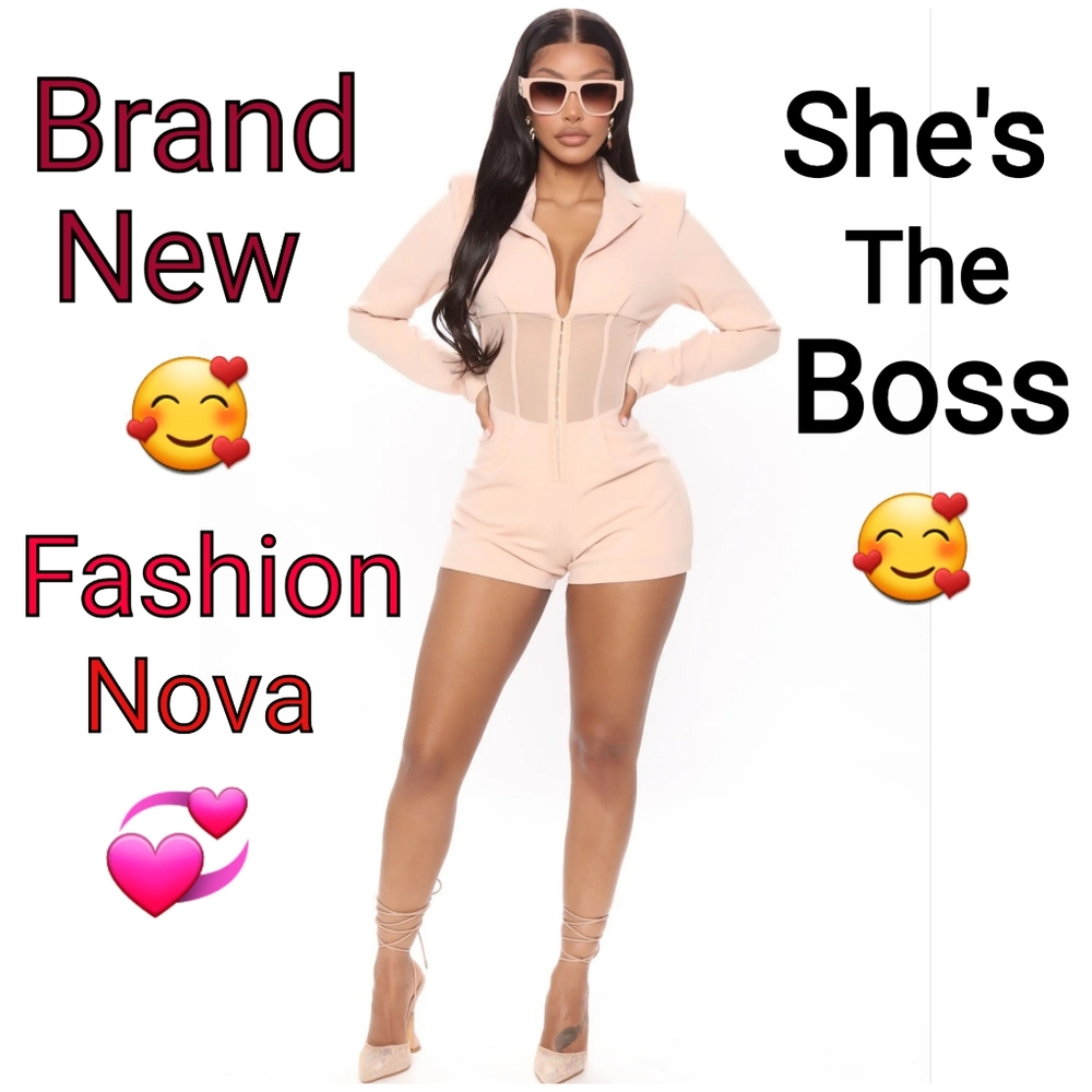 She's The Boss Blazer Romper-Nude Fashion Nova Size M